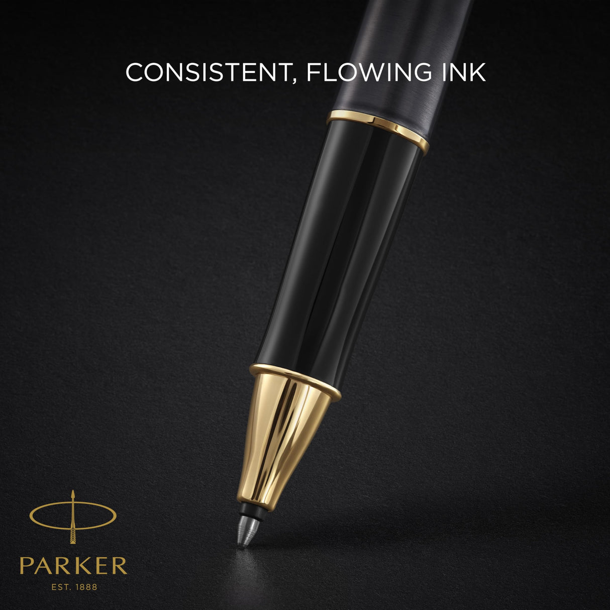 PARKER Bolígrafo roller Sonnet | lacado gris con adornos dorados | punta fina de acero inoxidable | estuche de regalo