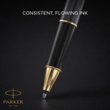 PARKER Bolígrafo roller Sonnet | lacado gris con adornos dorados | punta fina de acero inoxidable | estuche de regalo