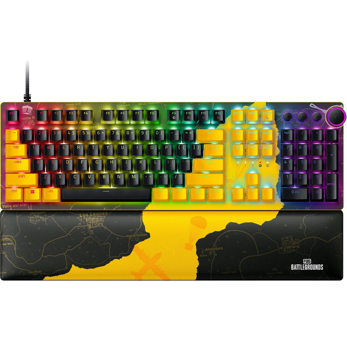 Razer Huntsman V2 (Red Switch) - Teclado óptico para Juegos prácticamente sin latencia (reposa-Palmas, mandos, 4 Teclas Multimedia, Tapas de Teclas Doubleshot PBT) US-Layout, PUBG Edición