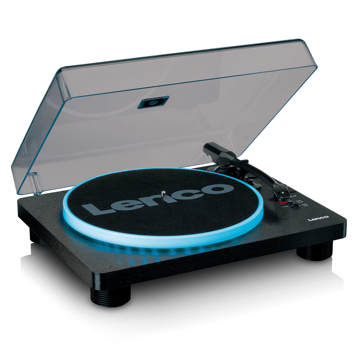 Lenco LS-50LED - Tocadiscos con Altavoz - Tocadiscos LED - USB - Transmisión por Correa - Preamplificador - 33, 45 y 78 RPM - Parada automática - Vinilo a MP3 - Negro