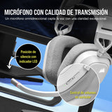 Corsair HS80 RGB WIRELESS Auriculares Inalámbricos para Juegos Multiplataforma RGB - Dolby Atmos - Micrófono Omnidireccional - Compatible con iCUE - PC, Mac, PS5, PS4 - Blanco