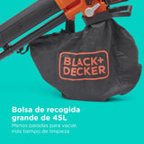 BLACK+DECKER Sopladora, aspiradora y trituradora de Hojas sin Cable de 36v, con Bolsa de recolección de 45L y batería de Litio de 2.5Ah, BCBLV3625L1-QW