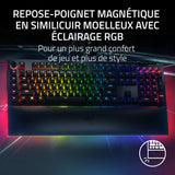 Razer BlackWidow V4 Pro (Switches Amarillo) - Teclado Gamer Mecánico (Interruptores Mecánicos Silenciosos, Rueda de 8 Teclas Macro Dedicadas, Reposamanos de Imitación, RGB Chroma) Teclado FR | Negro