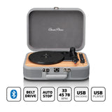 Classic Phono - TT-116 Tocadiscos Bluetooth con 3 velocidades, 33, 45 y 78 RPM, Tocadiscos de Vinilo Vintage, Salida RCA, Altavoz estéreo, Gris