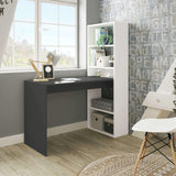 Habitdesign, Escritorio con Estanteria Reversible, Blanco Artik y Gris Antracita, Modelo Duplo, Medidas: 120 cm (Ancho) x 53 cm (Fondo) x 144 cm (Alto)