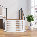 Relaxdays Barrera Seguridad Niños, Valla Protectora Bebés y Mascotas, 4 Paneles, con Puerta, Plegable, 70x207 cm, Blanca, Tablero de Fibras