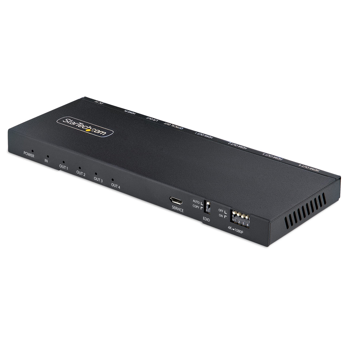 StarTech.com Splitter Divisor HDMI de 4 Puertos, Vídeo HDMI 2.0 de 4K a 60Hz, Multiplicador HDMI 4K con Escalador Incorporado, HDMI de 1 Entrada y 4 Salidas, Audio 3,5 mm (HDMI-SPLITTER-44K60S)