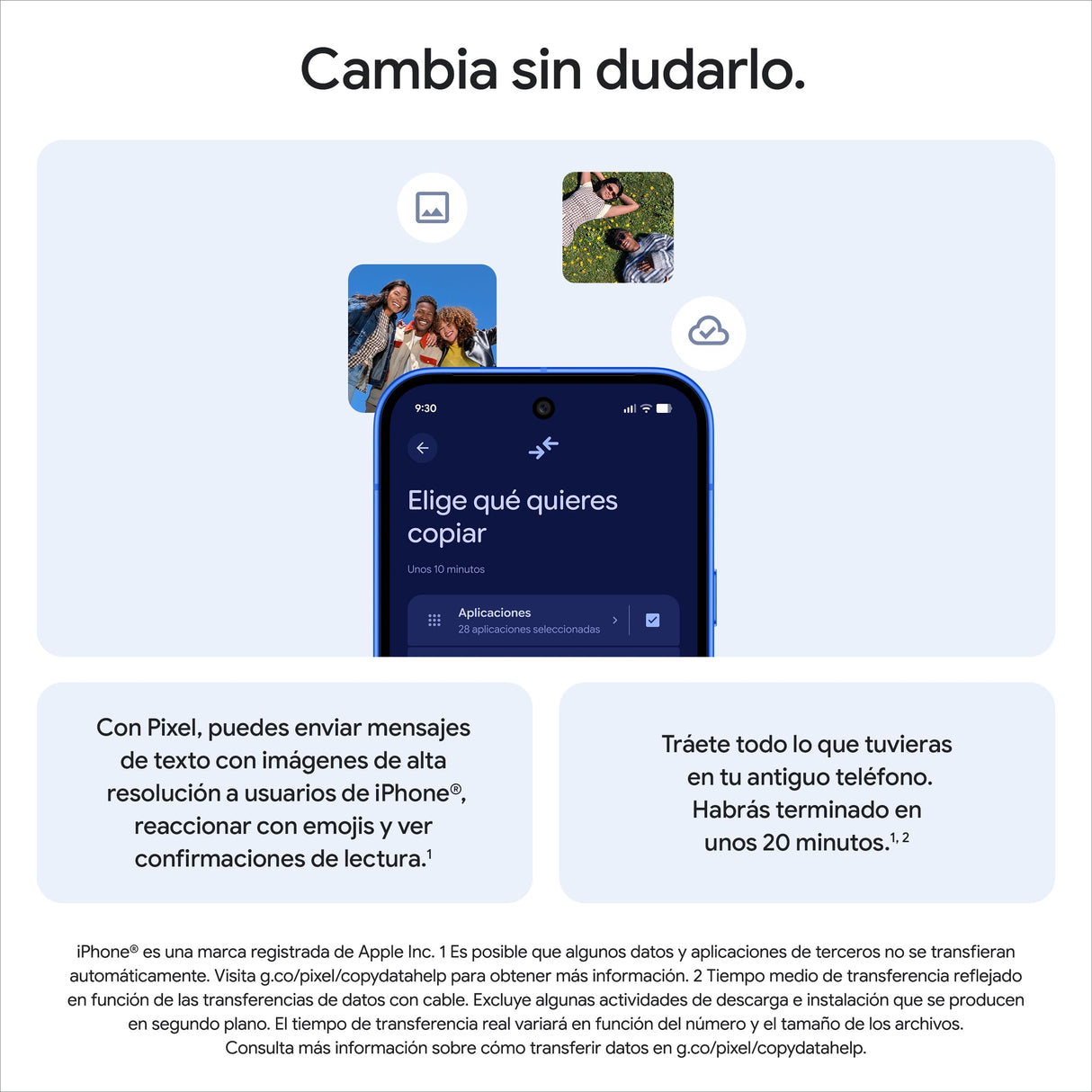 Google Pixel 10 - Smartphone Android Libre con Gemini, cámara Trasera Triple Avanzada, batería de más de 24 Horas y Pantalla Actua de 6,3" - Glaciar, 128GB