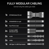 CORSAIR HX1200i (2025) Fuente de Alimentación ATX Ultra Silenciosa Totalmente Modular con Cable 12V-2x6 – Compatible con ATX 3.1 y PCIe 5.1, Eficiencia Cybenetics Platinum – Negro