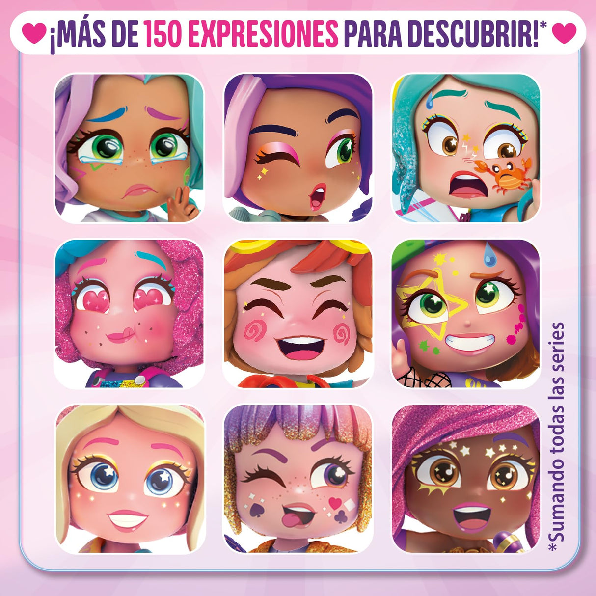 KOOKYLOOS Serie Glitter Glam – Colección completa de 12 KookyLoos. Muñeca sorpresa coleccionable con accesorios de moda, ropa, zapatos y juguetes con 3 expresiones divertidas. 12 muñecas incluídas
