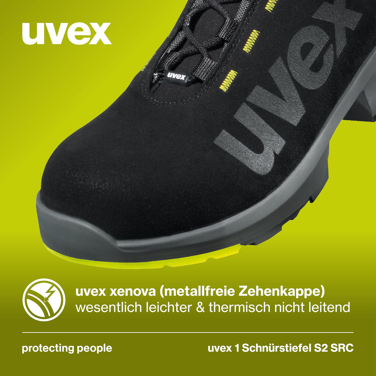 Uvex 1 Bota de Seguridad S2 SRC - Zapato Profesional de Trabajo - Punta Antiaplastamiento de Composite - Negro, Talla 42