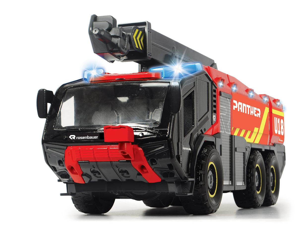 Dickie Toys Coche de bomberos teledirigido con control remoto de 4 canales, Panther 6 x 6, diseño de rosas, camión de bomberos teledirigido, brazo extensible, luz y sonido