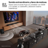 LG DS60TR - Barra de Sonido, Bluetooth, 440W, 5.1 Canales con Subwoofer, Altavoces Traseros, Dolby Digital, DTS Digital Surround, Negro