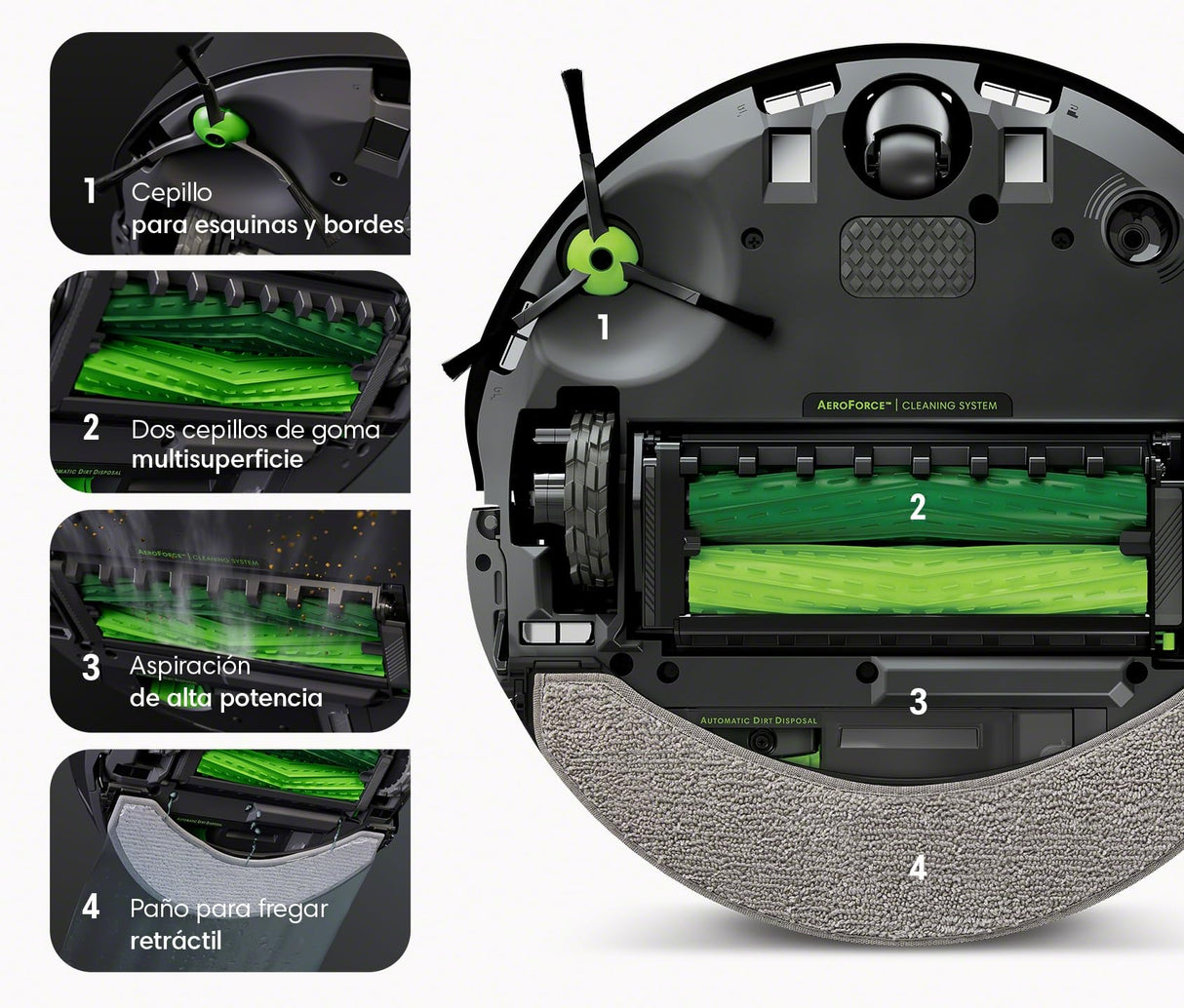 iRobot Roomba Combo j7 Robot Aspirador y friegasuelos 2 en 1 (c7156) - Robot Aspirador con conexión Wi-Fi - Paño retráctil - Mapeado avanzado - Navegación Inteligente - Recarga y reanuda el Trabajo