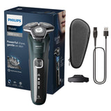Philips Serie 5000 Afeitadora Eléctrica Hombre, Máquina de Afeitar Barba con Recortadora, 45 cuchillas, Cuida la piel, 60min de uso, En Seco y Húmedo, Recargable, Funda, Base Carga, S5884/35, Verde