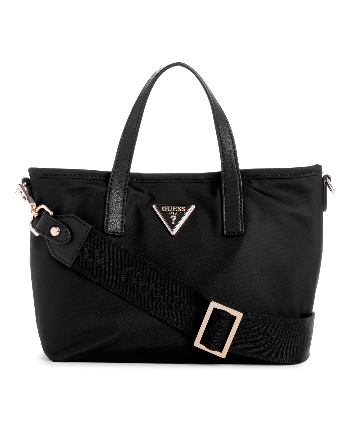 GUESS Latona Tote, Mini Bolso Cruzado para Mujer, Black, Talla única