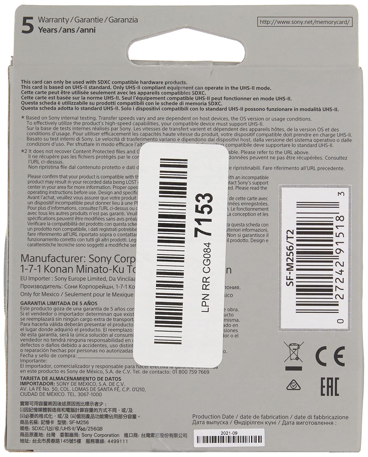 Sony Atminties kortelÄ— Sony SDXC M Series 256GB UHS-II Class 10 U3 V60