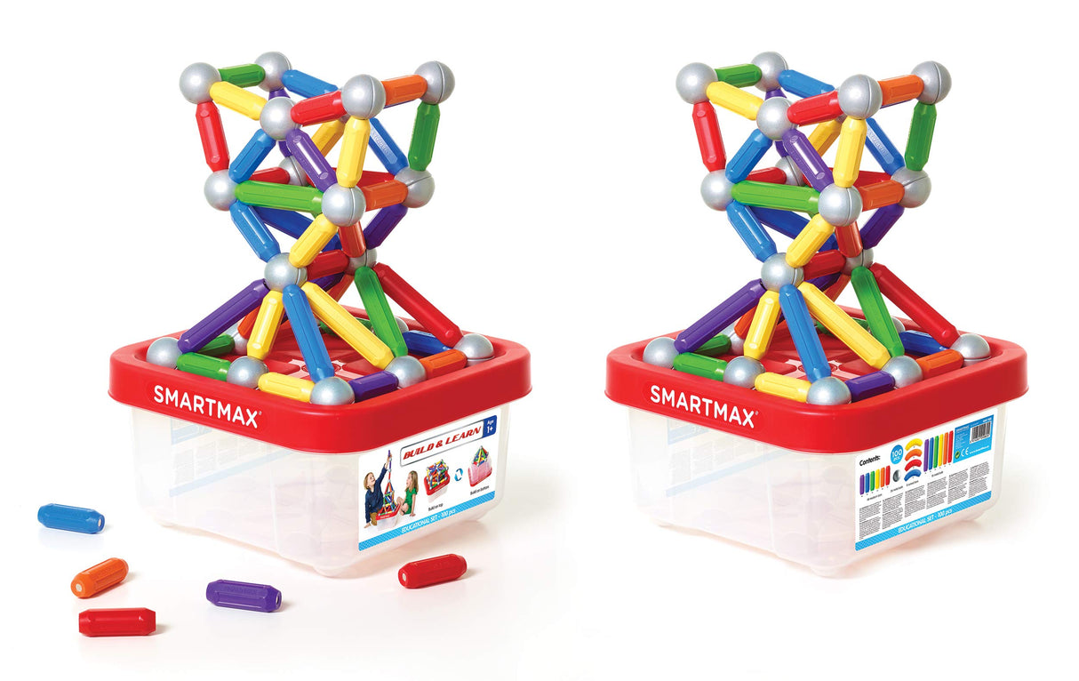 SmartMax - Build & Learn, Magnetic Discovery Construction Set with 2D & 3D Challenges, 100 pieces, 1+ Years