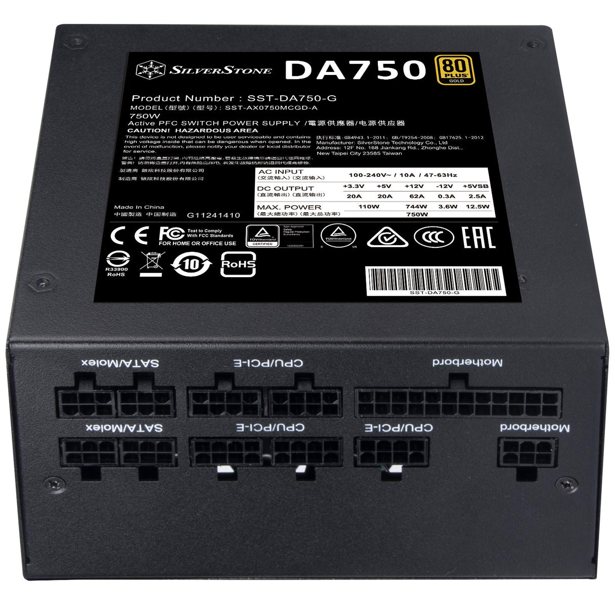 Silverstone DA750 Gold, Fuente de alimentación ATX Totalmente Modular 80 Plus Gold 750W, SST-DA750-G