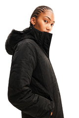 Desigual Padded_Tulip Abrigo Largo para Mujer de Lana Acolchada, Negro, M