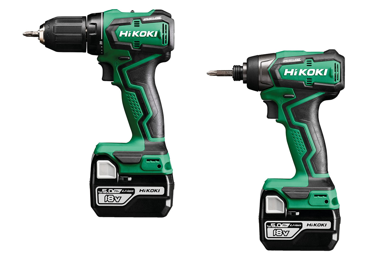 HiKOKI KC18DDWAZ Brushless Kit combinado (18 V, destornillador de impacto, maletín de transporte, incluye 2 baterías de 5,0 Ah y cargador)
