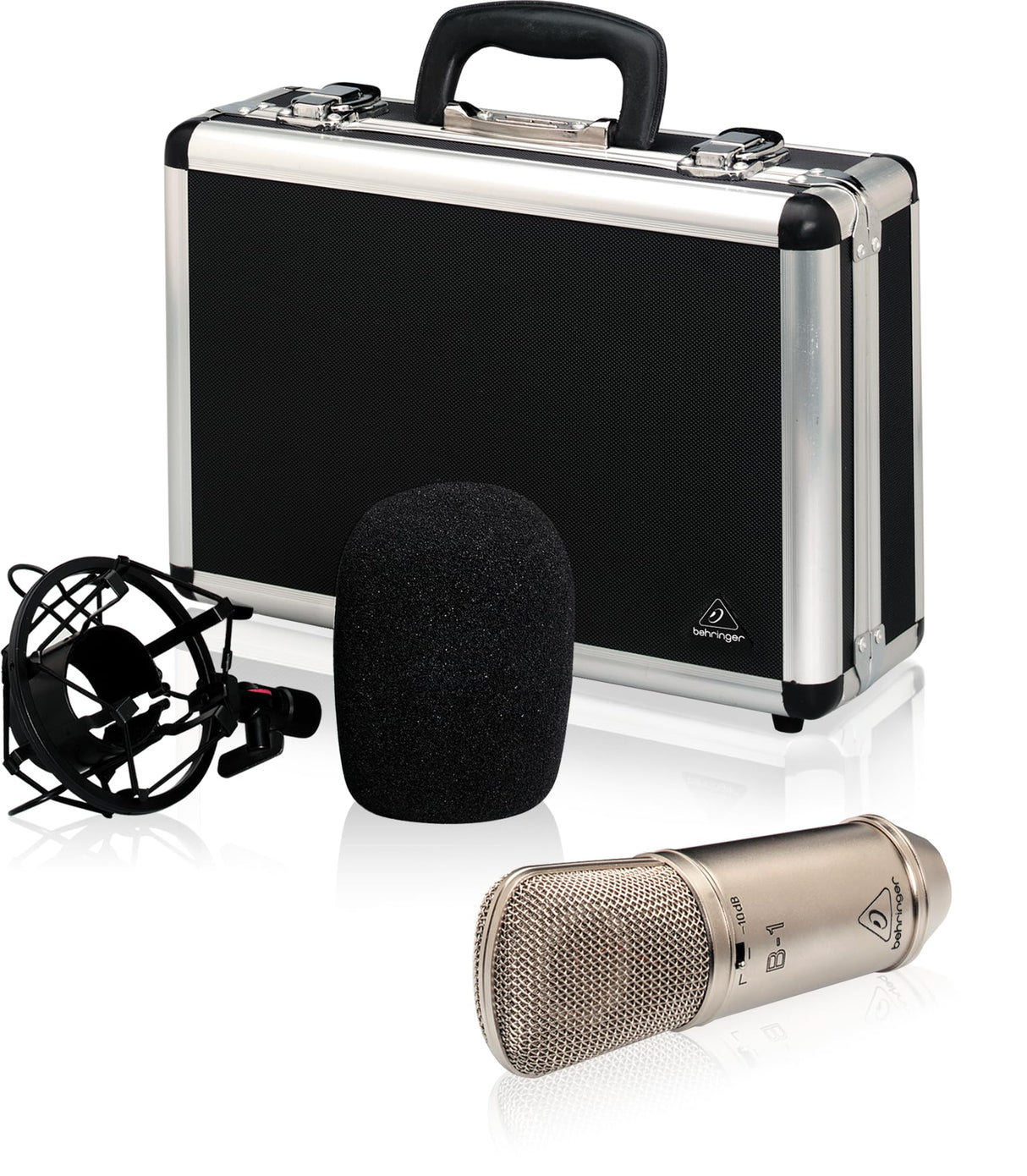 Behringer B-1 Micrófono de Condensador de Estudio de Diafragma Grande con Pulverizador de Oro