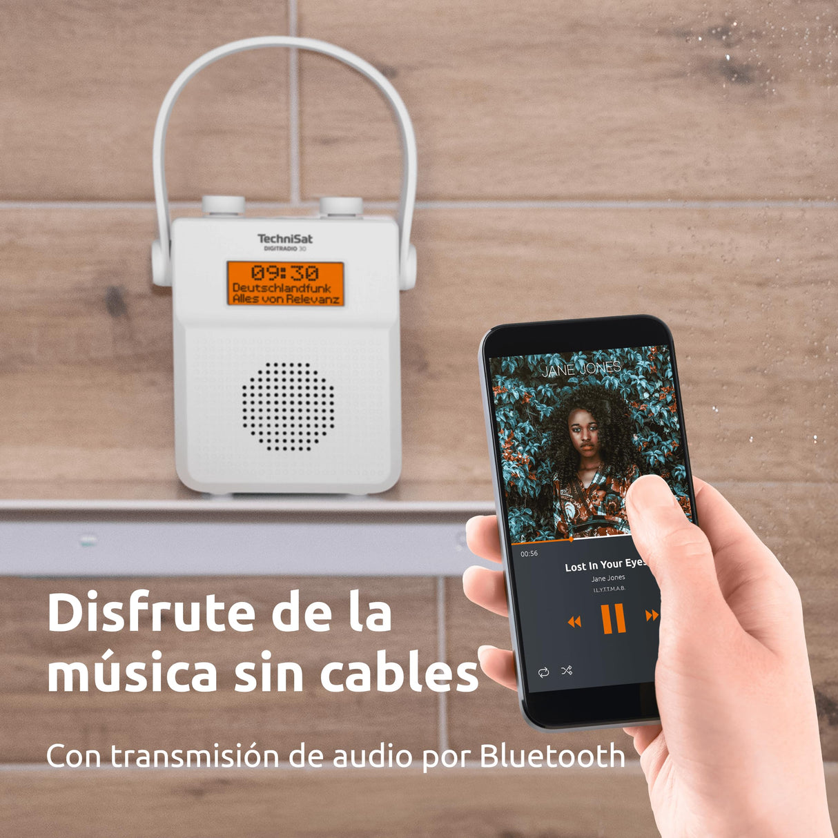 TechniSat DIGITRADIO 30 - Radio de Ducha Impermeable Dab+ (FM, Radio Digital Dab, batería integrada, Bluetooth, Resistente al Agua IPX5, Despertador, Memoria Favorita, Conector para Auriculares)