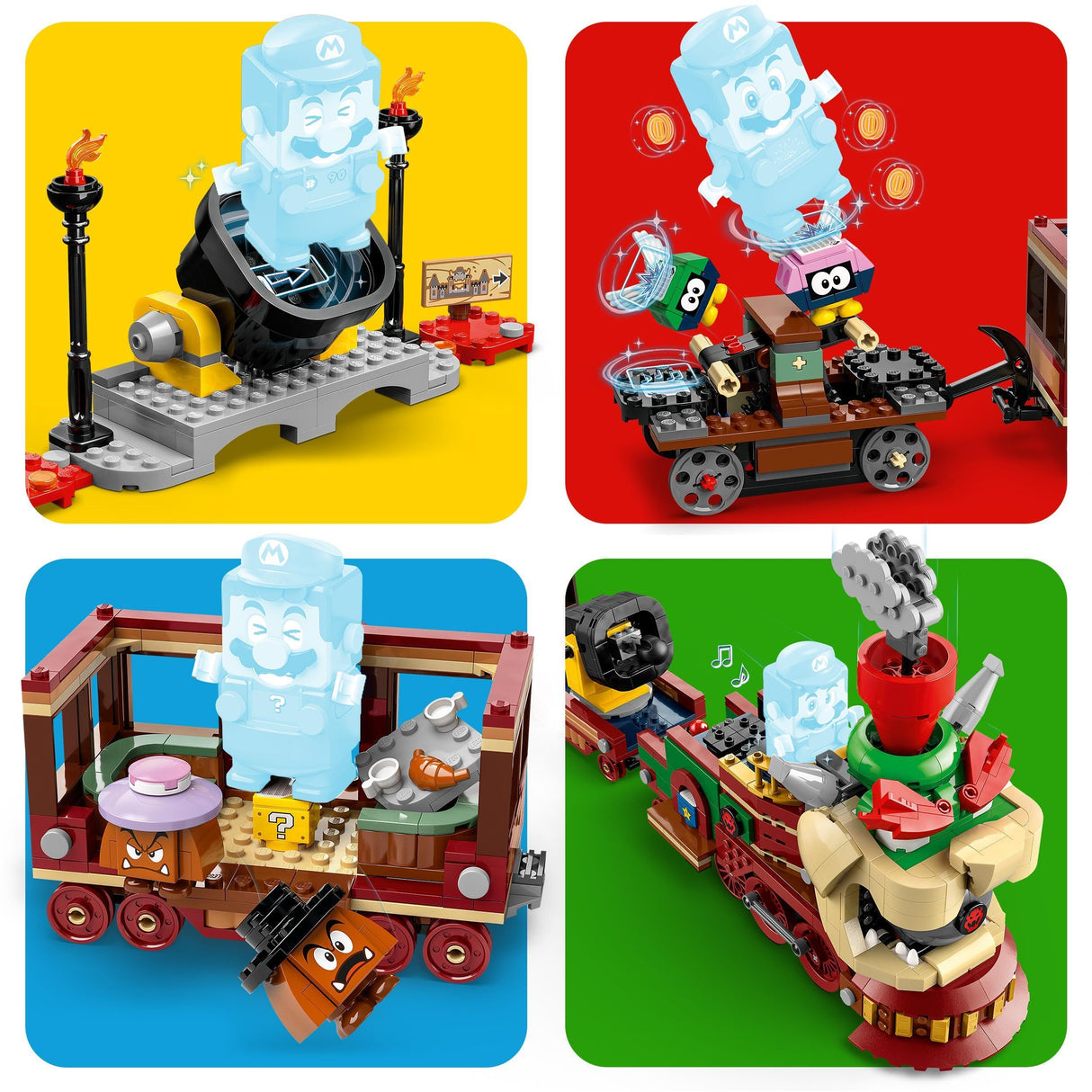 LEGO Super Mario El Tren expreso Bowser - Juguete Interactivo xon 2 Estaciones y 6 Figuras Inc. Hermano Martillo y 2 Goombas - Regalo Gamer para Niños y Niñas de 9+ Años 71437
