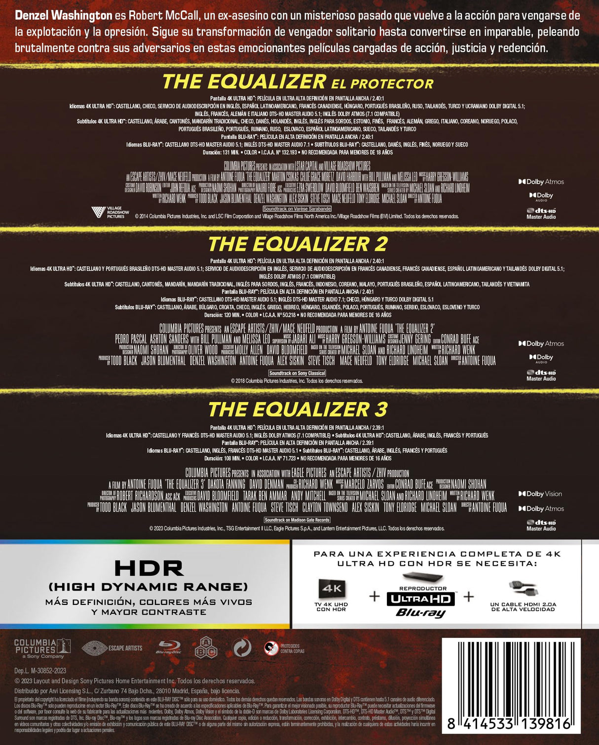 The Equalizer 1-3 (4K UHD + Blu-ray) [Blu-ray]