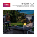 ION Audio Bright MAX - Altavoz Bluetooth portátil Impermeable, con iluminación, Sonidos atmosféricos a 360°, tecnología Multi-Sync y batería Recargable, Gray