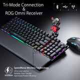 ASUS ROG Strix Scope II 96 Wireless - Teclado mecánico Gaming - Tri-Modo, Controles multifuncionales, interruptores y estabilizadores ROG NX Snow y Hot-Swap, 3 ángulos de inclinación y reposamuñecas,