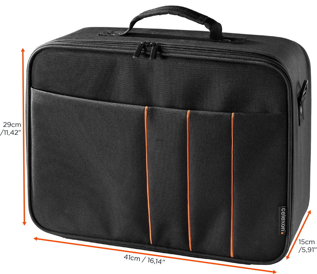 celexon Maletín para proyectores Economy Line Large hidrófugo y Lavable Carcasa Dura - 41x29x15 cm - 100% poliéster - Negro