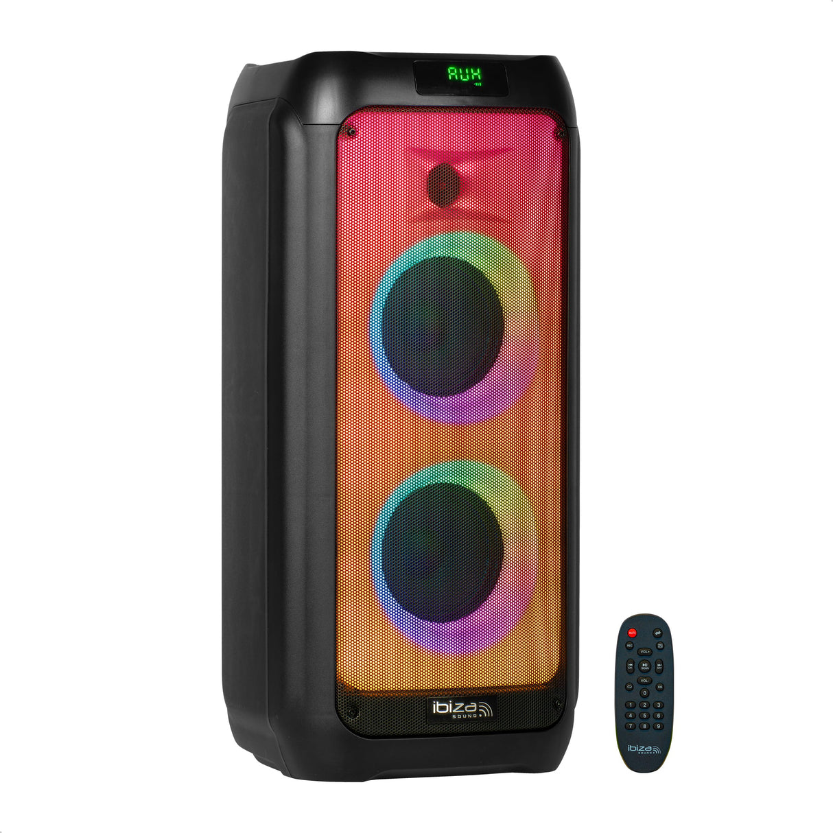 Ibiza - WAVE6 - Altavoz a pilas de 250W/2x5.25" con Bluetooth, USB y microSD - Efecto LED WAVE y conexión inalámbrica TWS - Negro
