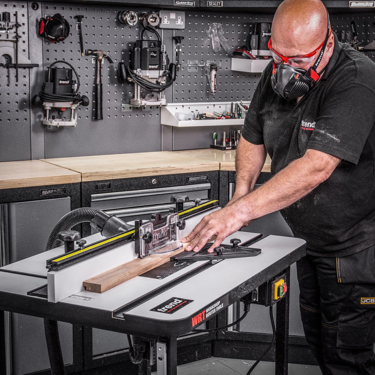 Trend Mesa fresadora de taller independiente 230 V EU, perfecta para trabajos de elevación de paneles, creación de plantillas y corte por lotes, WRT/EURO