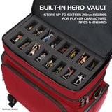ENHANCE DND Bag - Bolsa de Accesorios RPG Dungeons and Dragons con Almacenamiento de minis, Soporte para Alfombrillas, Bolsillos para Dados, se Adapta a 4-8 Libros, Rojo dragón, Personalizable