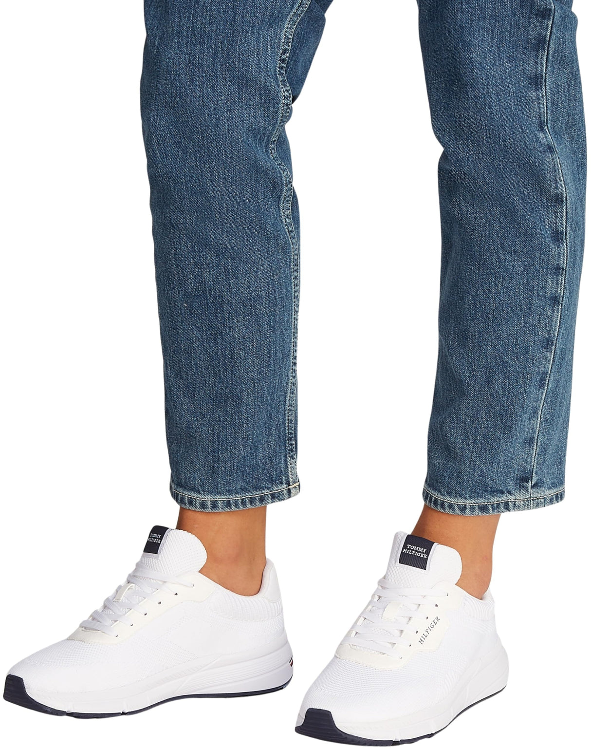 Tommy Hilfiger Low Profile Sneaker Hombre Lightweight Knit Calzado Deportivo, Blanco (White), 43