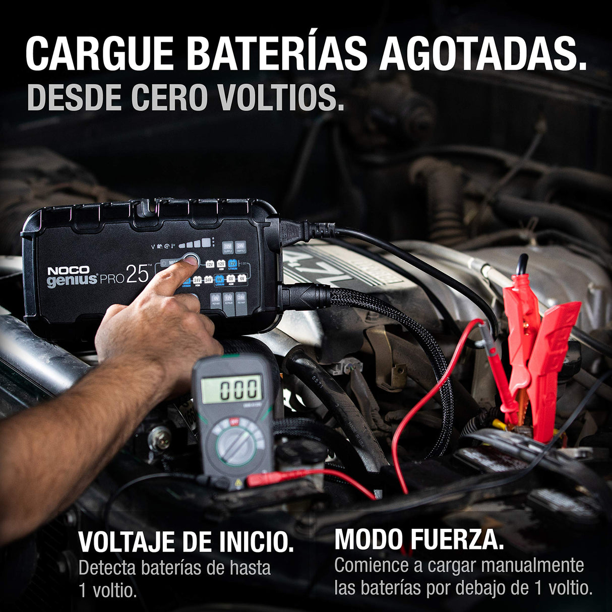 NOCO GENIUSPRO25: Cargador de Batería Profesional 25A, 6V, 12V y 24V, Mantenedor y Desulfatador para Baterías de Plomo-Ácido y Litio