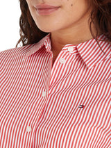 Tommy Hilfiger Vestido camisero Mujer Essential Shirt Dress hasta la rodilla, Rojo (Ithaka Stp/ Fierce Red), 38