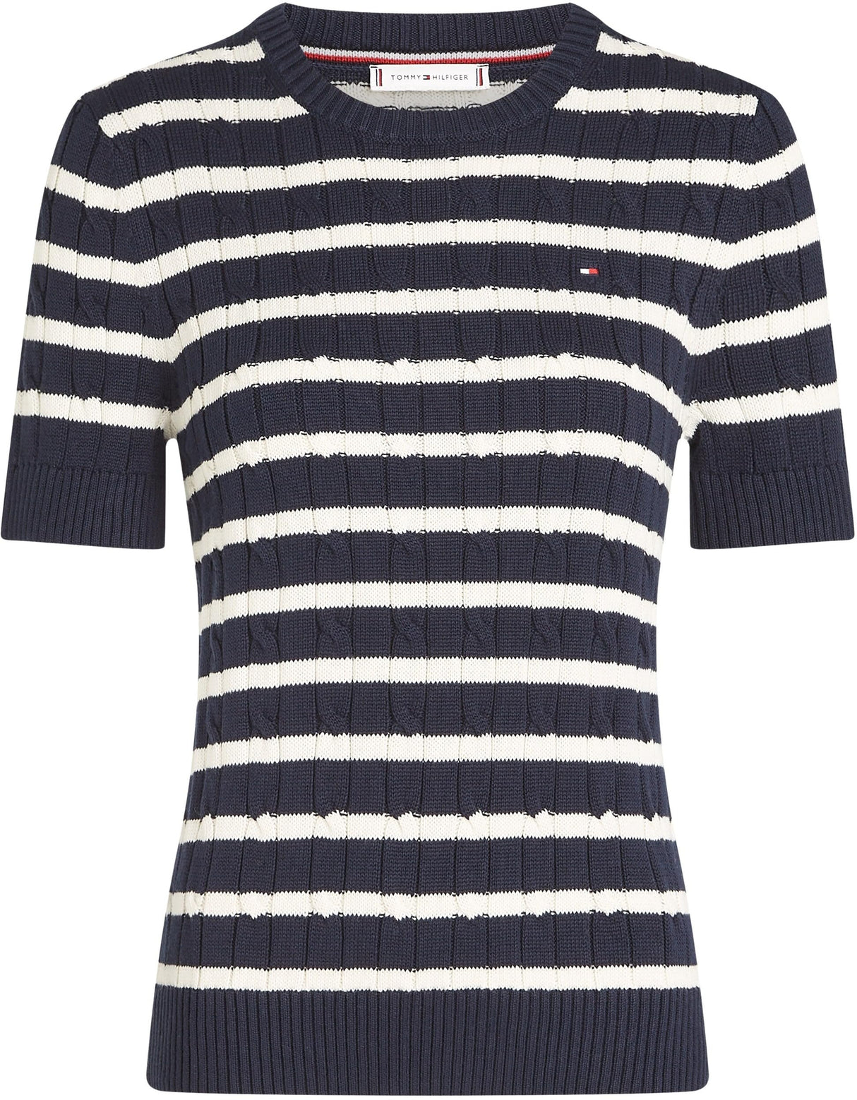 Tommy Hilfiger Jersey de Punto para Mujer, Multicolor (Dark Night Navy/Ivory Petal STP), L