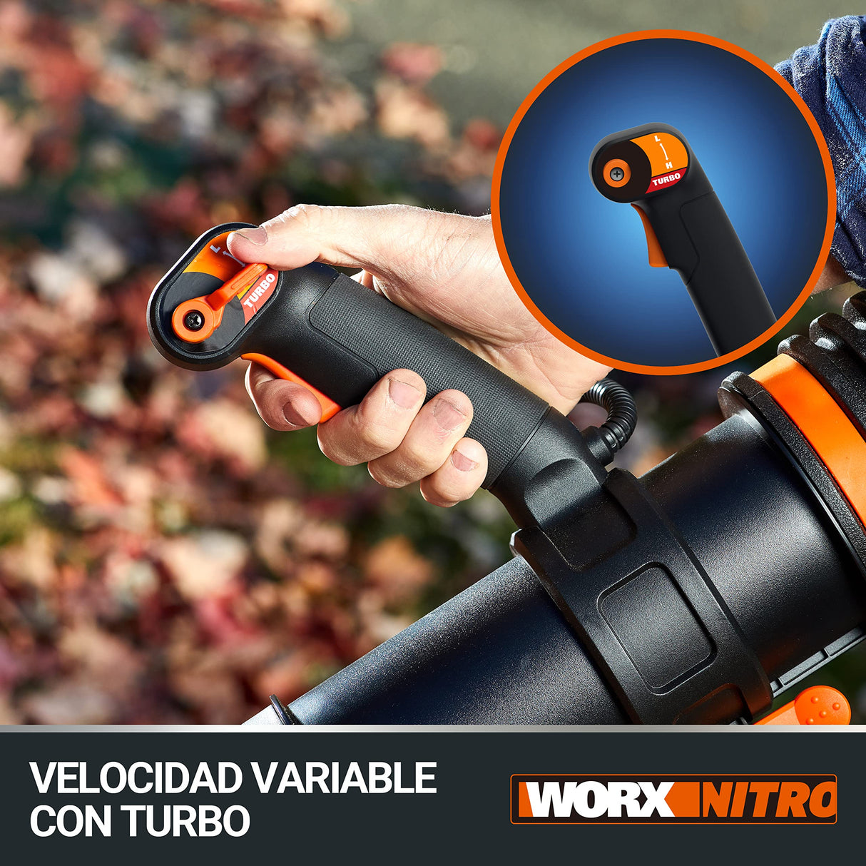 WORX Soplador de Hojas 80V Máx. WORX Nitro | WG572E | PowerShare | Incluye 4 baterías de 20V y 4Ah | Cargador Basecamp | Tecnología Air Enhacer