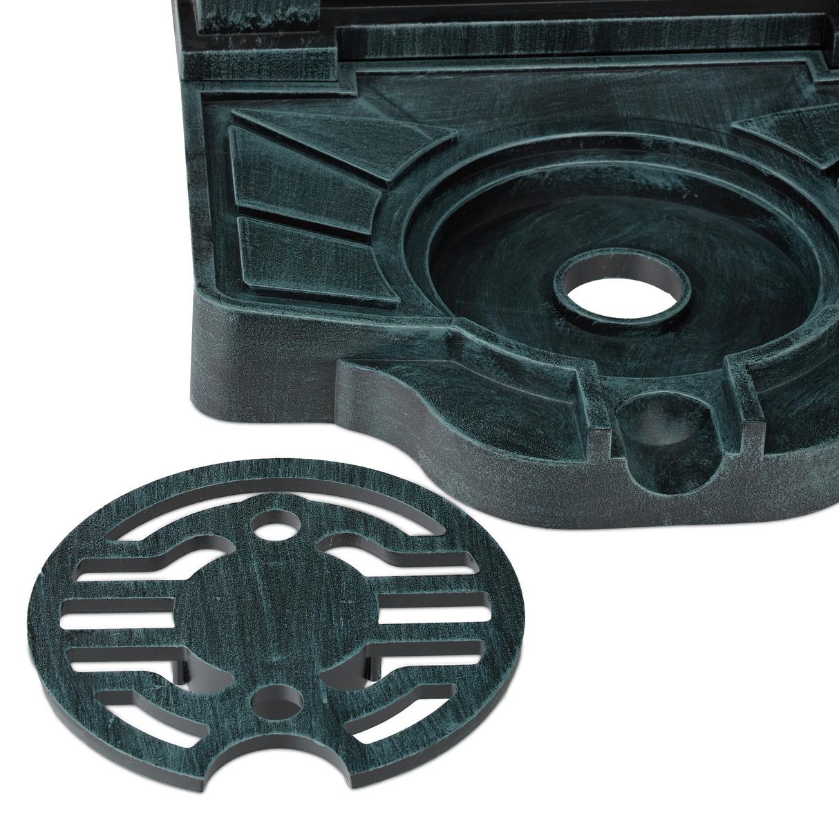 Relaxdays Pie, Diseño Antiguo con Ángel, Grifo y Lavabo, 83 x 39 x 33 cm, Fuente Jardín, Patio, Gris/Verde, Latón, Aluminio
