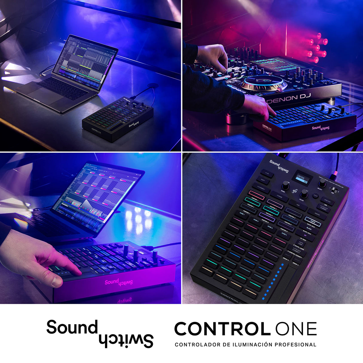 SoundSwitch Control One - Controlador de iluminación DMX DJ profesional con 3 meses de acceso al software SoundSwitch y soporte para Phillips Hue