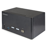 StarTech.com Switch Conmutador KVM de 2 Puertos DisplayPort 4K para 3 Monitores - Vídeo de 4K y 60Hz Ultra HD HDR - Hub Ladrón USB 3.0 de 2 Puertos y 4 Puertos USB 2.0 Audio HotKey TAA (SV231TDPU34K)