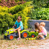 FALK - Tractor a Pedales Claas con Remolque, A Partir de 2 años, Volante con bocina, Verde Caqui (2041C)