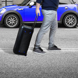 mooov 477371 - Altavoz Bluetooth Potente 200W Musicales, TWS portátil, 7 Efectos LED, Tomas USB, SD, Entrada para Micro, asa Extensible y Ruedas Estilo Trolley para fácil Transporte