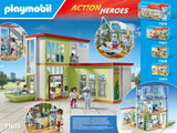 PLAYMOBIL Action Heroes 71615 Hospital Moderno, con Cuatro Figuras y Equipo médico, Hecho de más del 80% de Materiales reciclados y de Base biológica, Juguetes para niños y niñas a Partir de 4 años