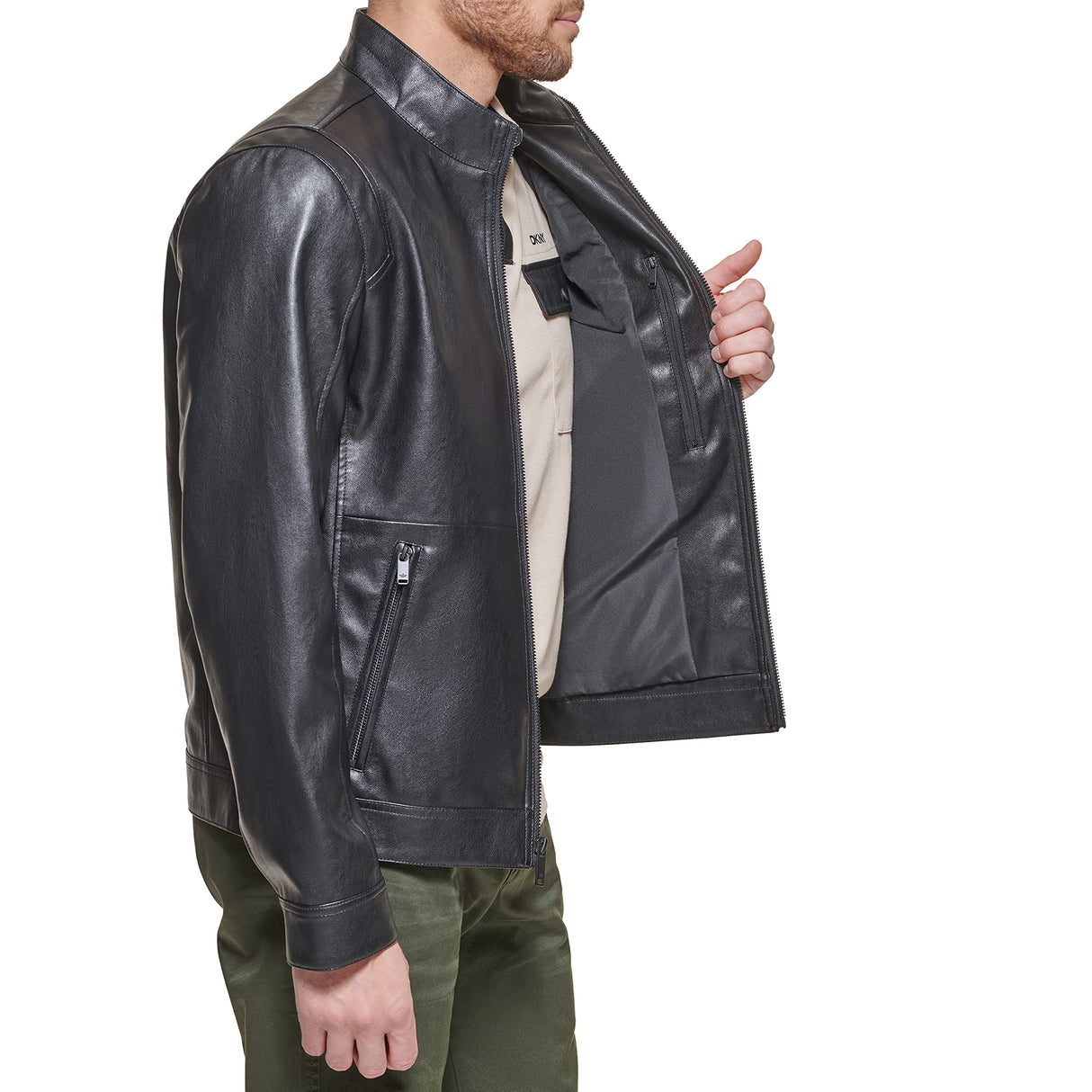 Dockers The Dylan-Chaqueta de Piel sintética, Negro, L para Hombre
