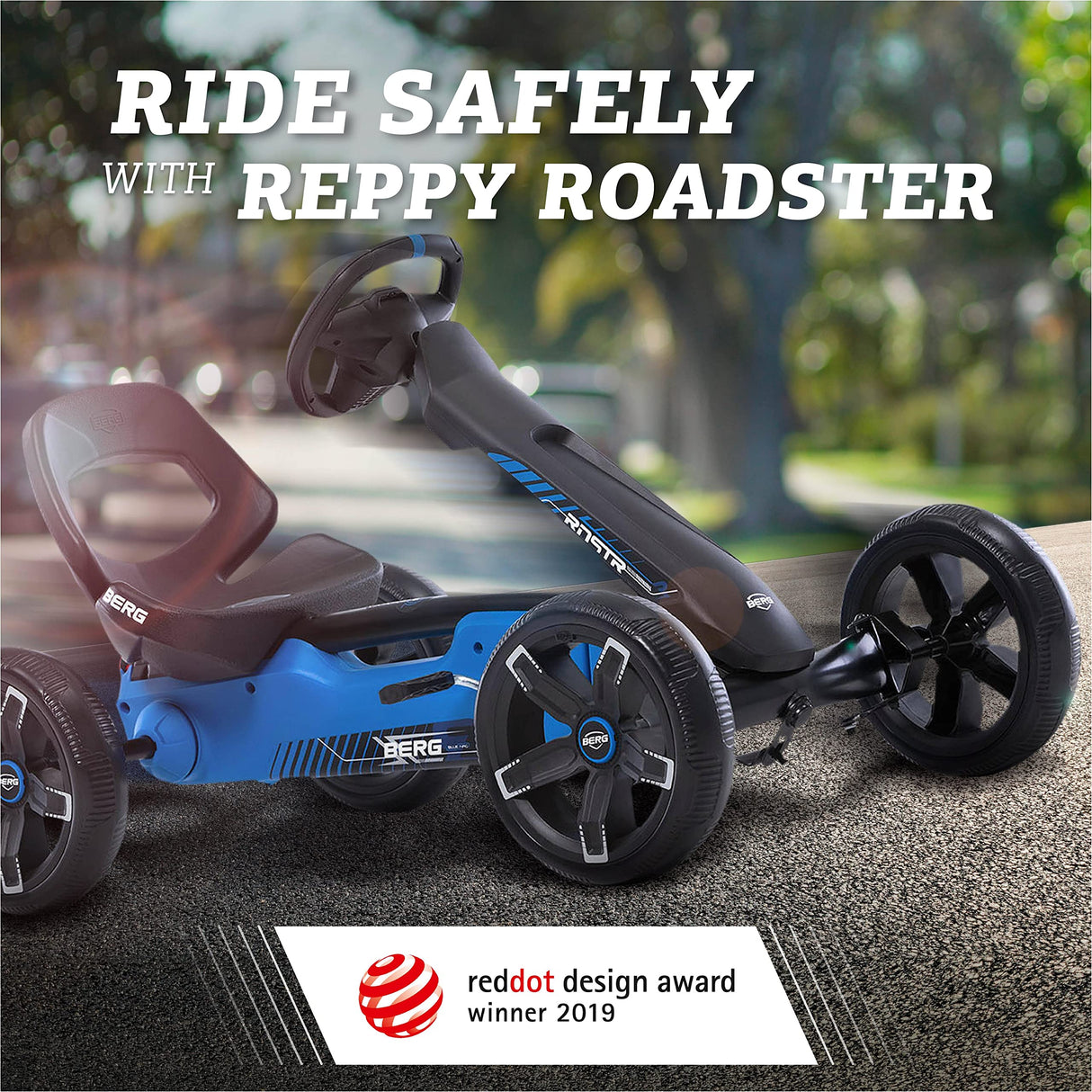BERG Pedal Gokart Reppy Roadster con Caja de Sonido en el Volante| Coche de Pedales, Seguro y Estabilidad, Juguete para niños Adecuado para niños de 2,5 a 6 años