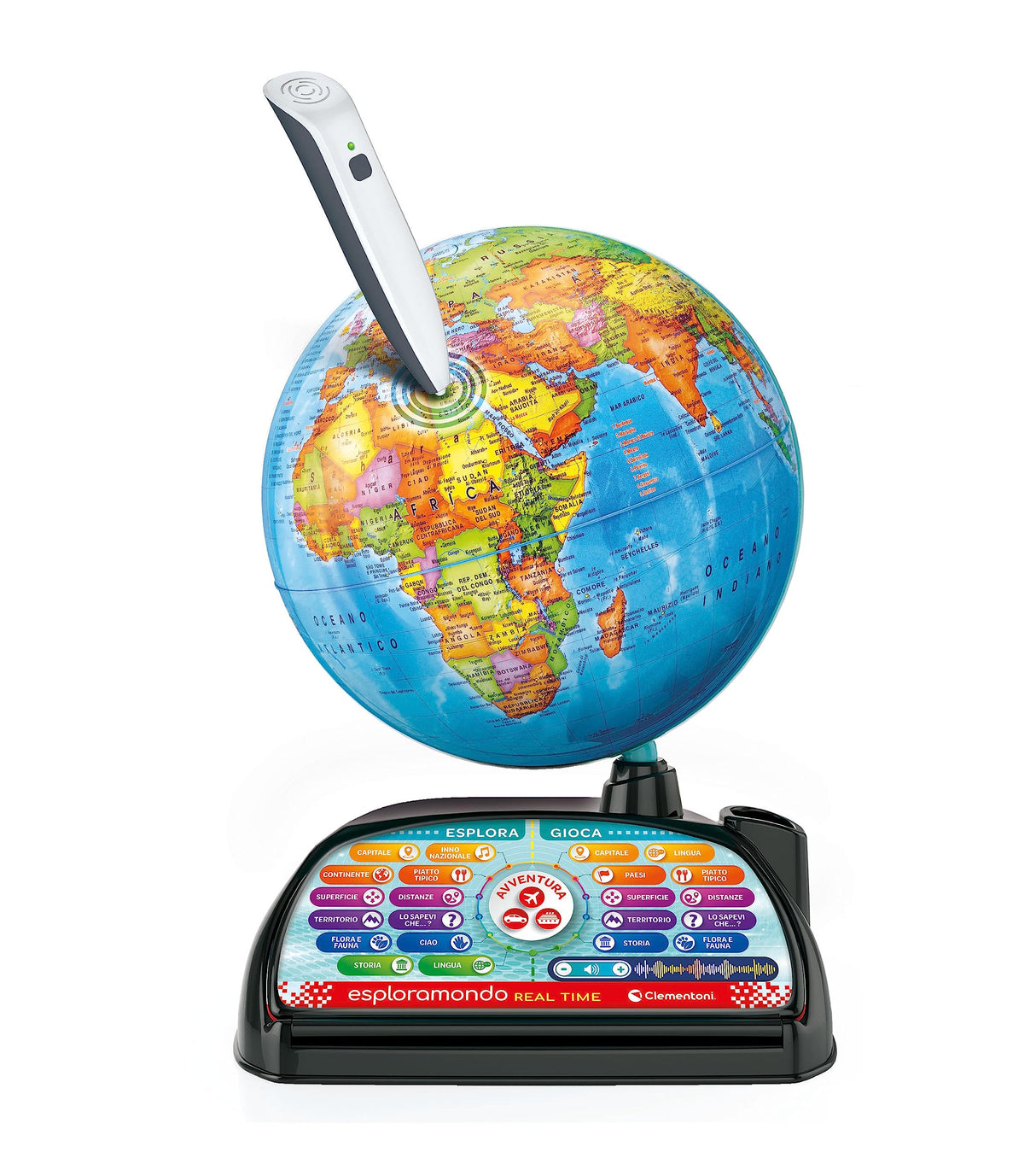 Clementoni Sapientino Più – Globo interactivo parlante, globo educativo con bolígrafo Bluetooth y aplicación, para niños de 6 años, 16446