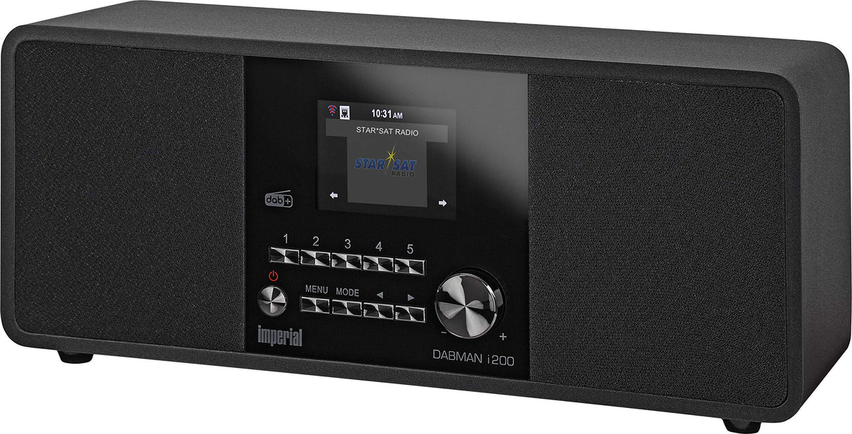 Imperial DABMAN i200 Internet/Dab+ Radio (Sonido estéreo, Radio por Internet/Dab+/Dab/FM, WiFi, LAN, Entrada Auxiliar, Salida de línea, Salida de Auriculares, Spotify) Negro, 32 x 13,5 x 11 cm